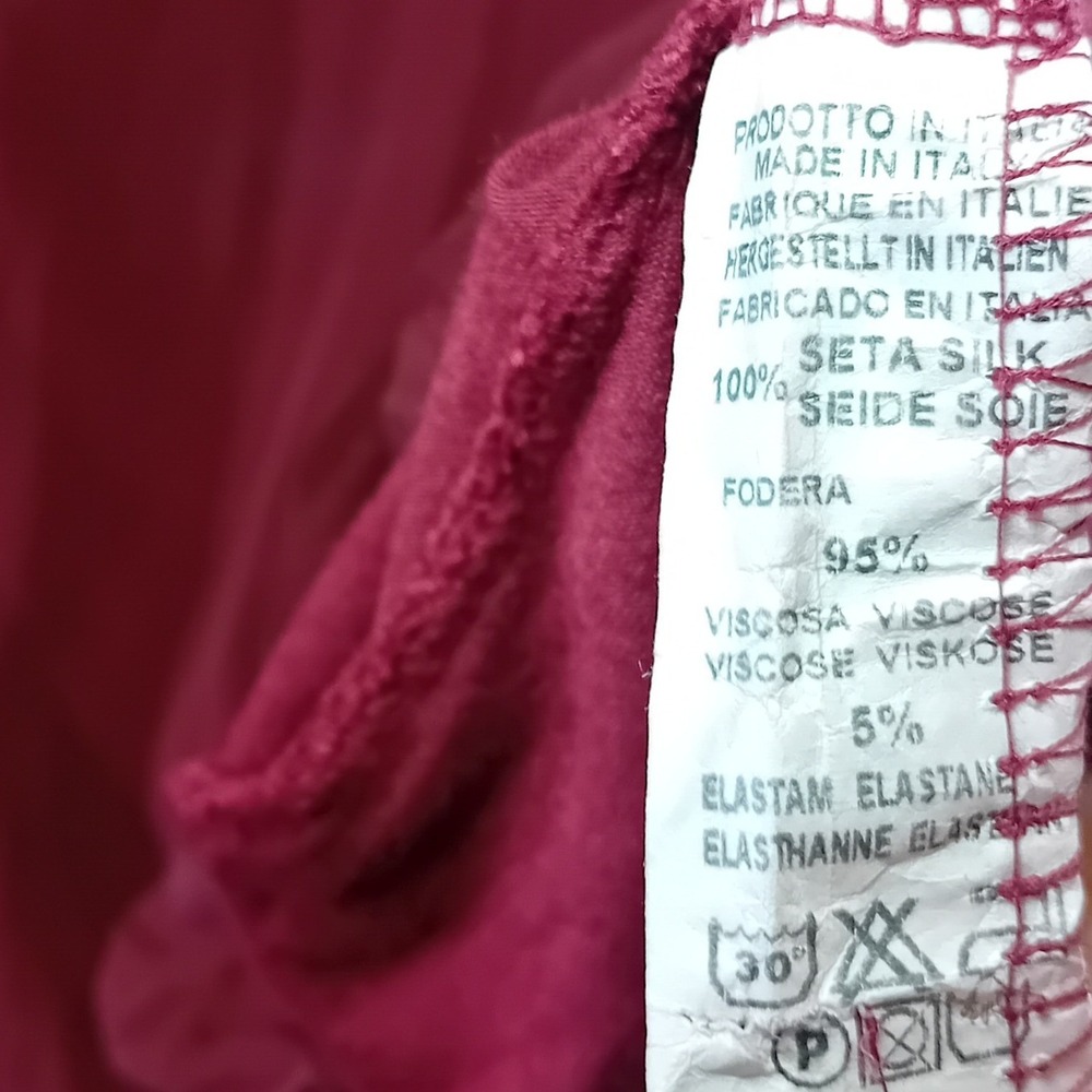 Y2K Femme Silk Blouson Hem Flowy Whimsigoth Burgundy Rose Blouse Sheer Sleeves M - Picture 16 of 16